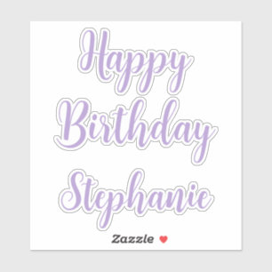 Happy Birthday Lavender Purple Custom Name Elegant