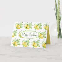 Happy Birthday Lemon Pattern Watercolor Script