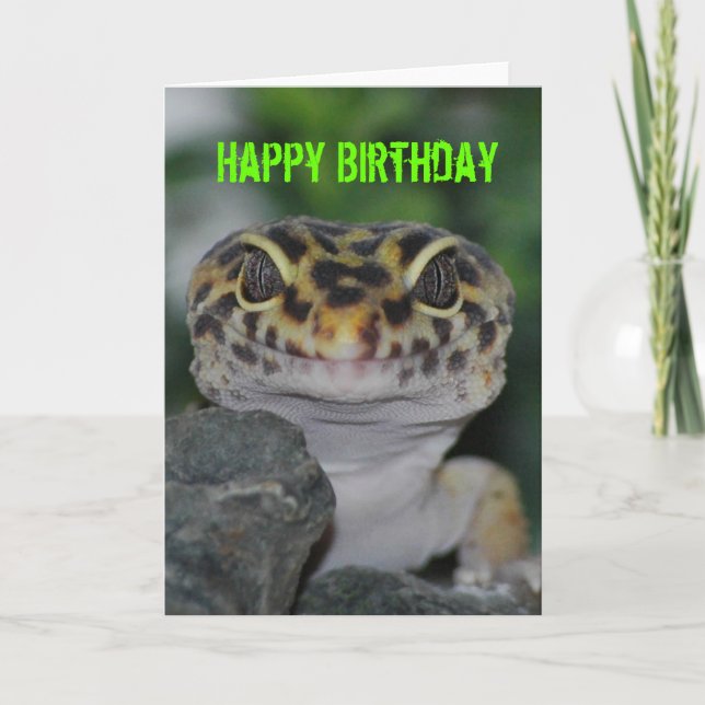 Happy Birthday Leopard Gecko Card (Front)