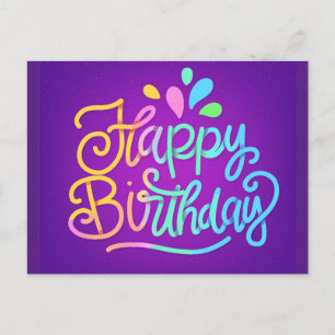 Happy Birthday Lettering Invitation Postcard