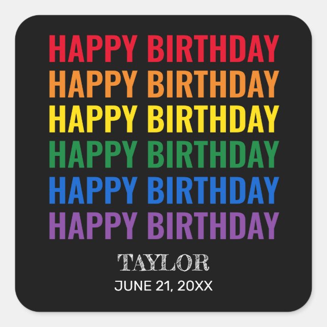 Happy Birthday LGBT Pride LGBTQ Transgender Square Sticker (Front)