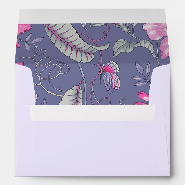 Happy Birthday. Lilac Pink Floral Pattern Custom Envelope (Back (Bottom))