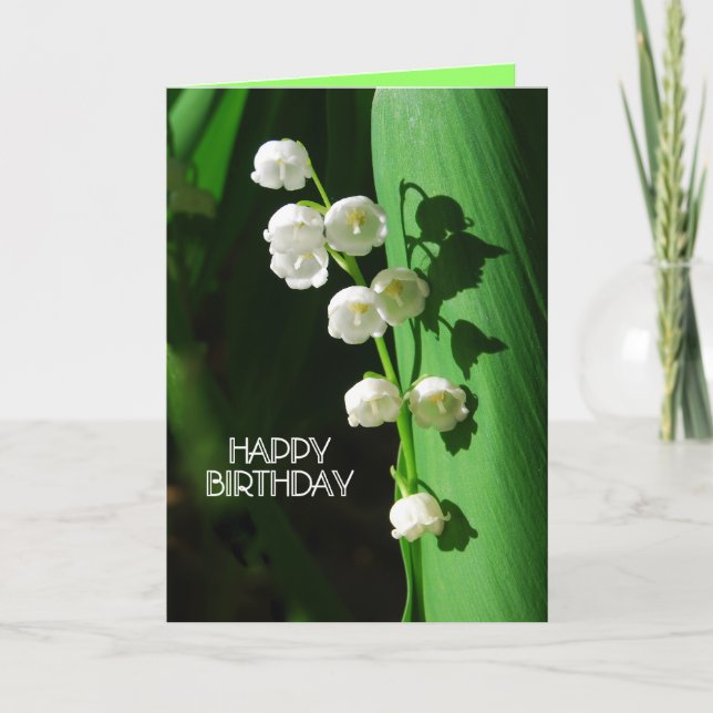 Happy Birthday Lily of the Valley Card (Front)