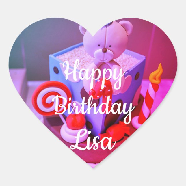 Happy birthday Lisa Heart Sticker (Front)