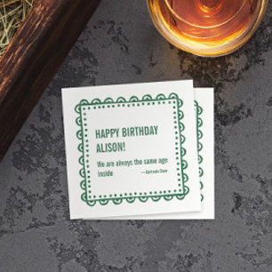 Happy Birthday Literary Age Quote Gertrude Stein Napkin