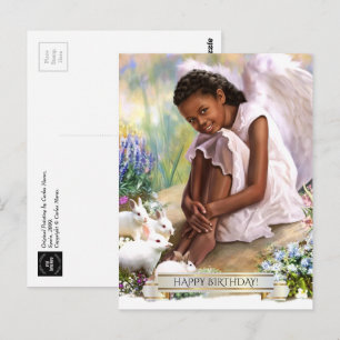 Happy Birthday. Little Angel with Bunnies Postcard