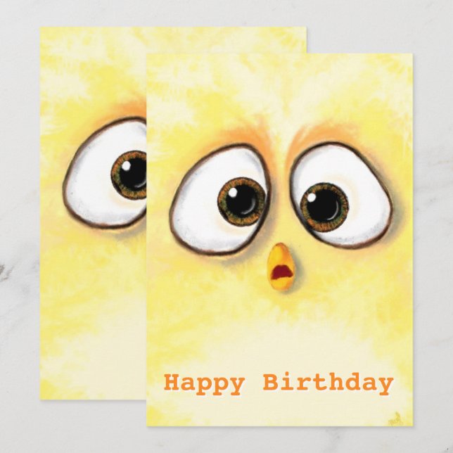 Happy Birthday - Little Chicken with Big Eyes - (Front/Back)
