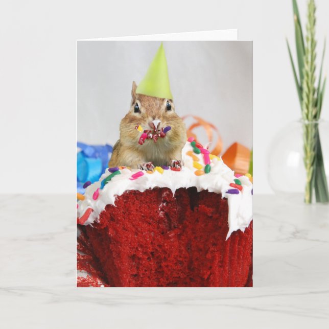 Happy Birthday Little Chipmunk Card (Front)