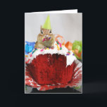 Happy Birthday Little Chipmunk, writing inside Card<br><div class="desc">Happy Birthday! A cute little chipmunk  gets messy eating a birthday cupcake. Inside card reads,  "Happy Birthday don't be afraid to get messy". Totally customizable for you to personalize as you please!</div>