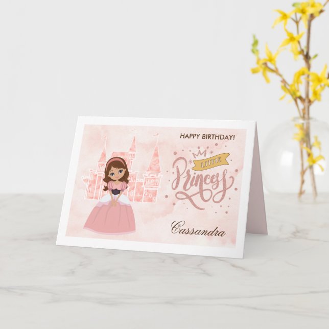 Happy Birthday, Little Princess. Custom Name Card (Yellow Flower)