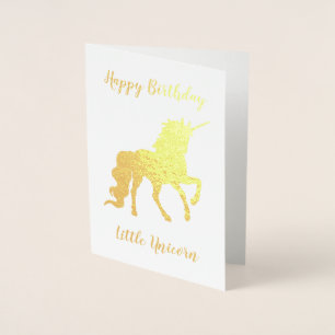 Happy Birthday Little Unicorn Gold Foil Card