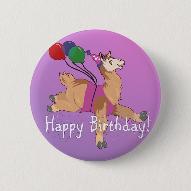 Happy Birthday Llama! 2 Inch Round Button (Front)