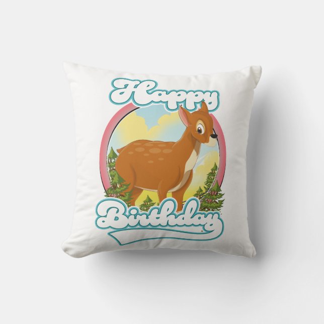 Happy Birthday Logo Throw Pillow (Front)