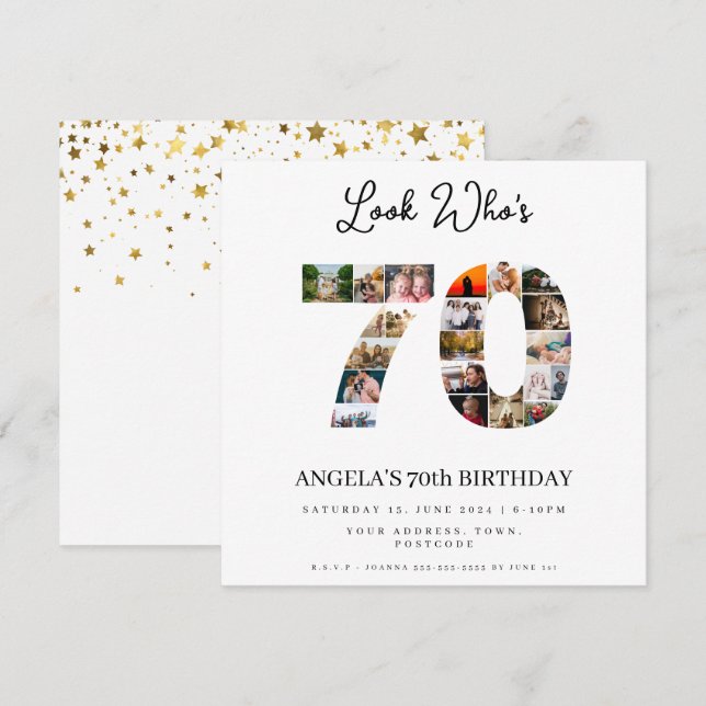 happy birthday look who's 70 photo montage invitation (Front/Back)