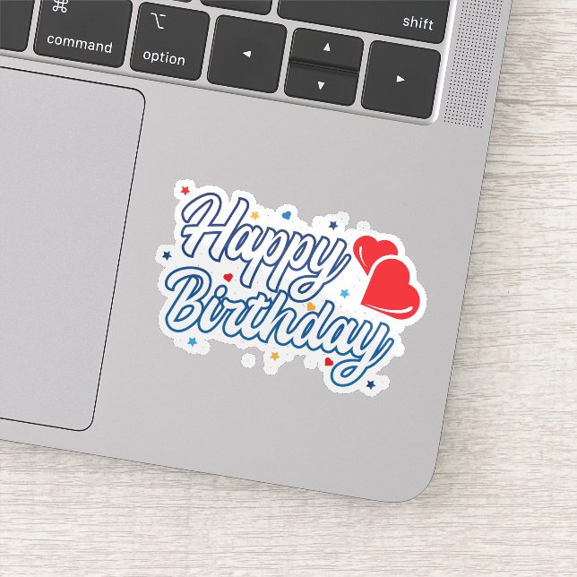 Happy birthday love hearts sticker  (Detail)