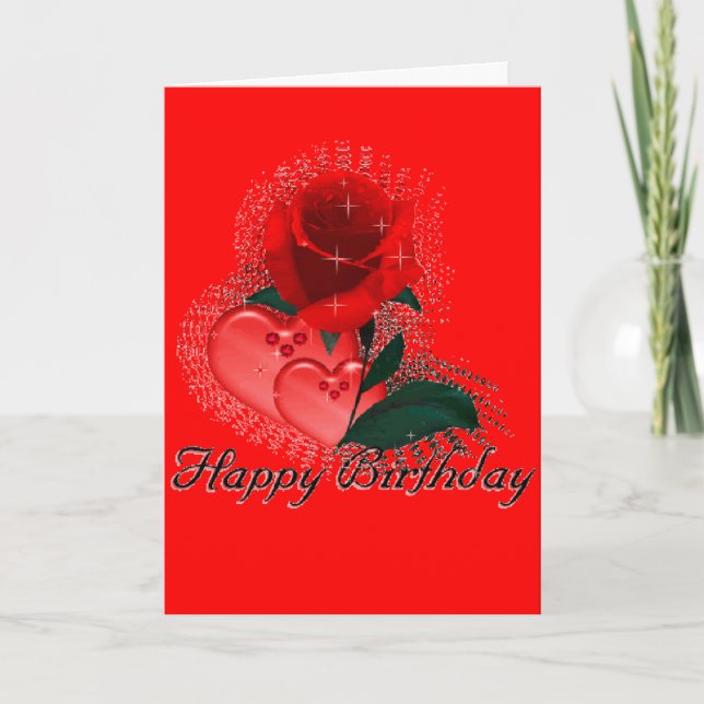 Happy Birthday Love Roses Greeting Card (Front)