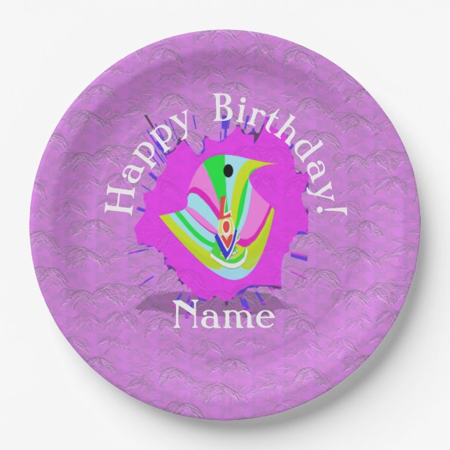 Happy Birthday, Love! With Personalized Name  Paper Plate (Front)