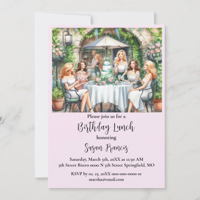 Happy Birthday Lunch Chic Ladies  Invitation (Front)