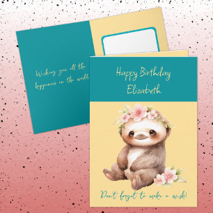 Happy birthday make a wish add name yellow card