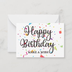 Happy Birthday MAKE A WISH with Colourful Confetti Card