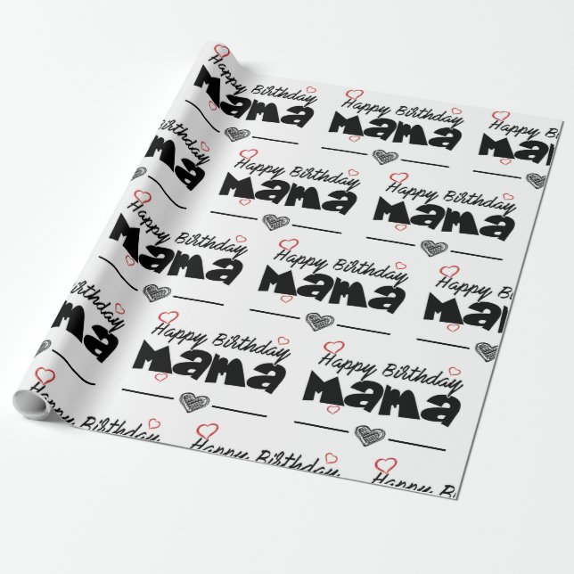 Happy Birthday Mama gift wrapping Paper (Unrolled)