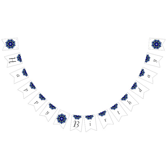Happy birthday Mandala in dark blue Bunting Flags (All)