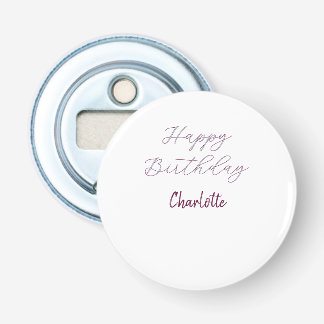 HAPPY Birthday maron blue grey name date pastel Bottle Opener