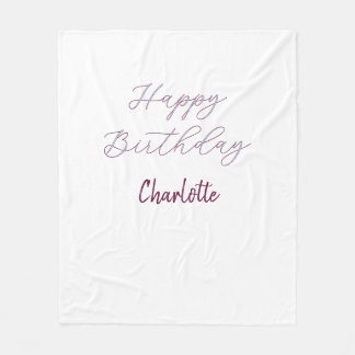 HAPPY Birthday maron blue grey name date pastel Fleece Blanket