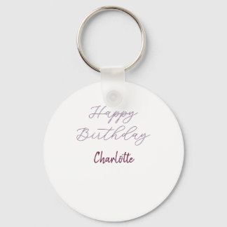 HAPPY Birthday maron blue grey name date pastel Keychain