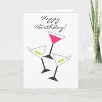 Happy Birthday Martini Glasses Greeting Card