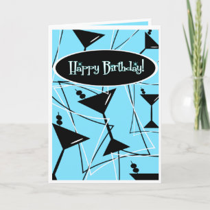 Happy Birthday Martini In Blue Card