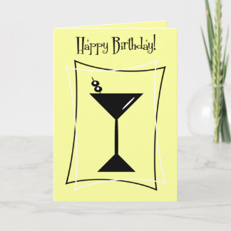 Happy Birthday Martini In Yellow Card