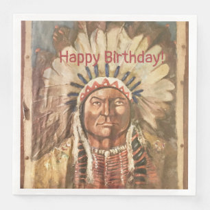Happy Birthday Masculine Sitting Bull Napkin