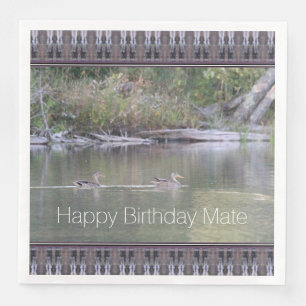 Happy Birthday Mate Designer Duck Paper Napkins
