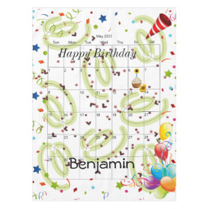 Happy Birthday May 2022 Tablecloth 