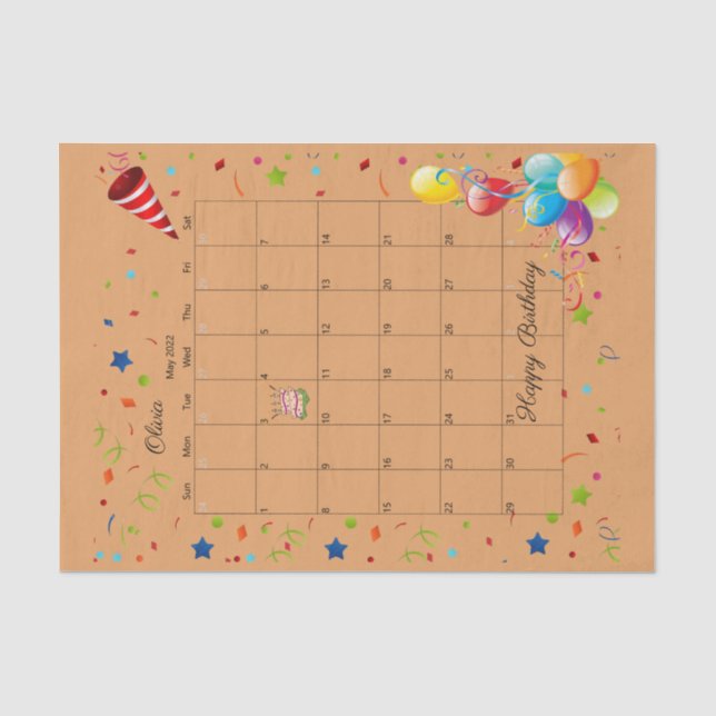Happy Birthday May 2022 Tissue Paper (Front)