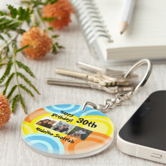 Happy Birthday Memories Photo Collage Keychain