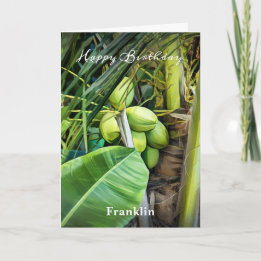 Happy Birthday Men Coconuts Trees Tropical Custom  Card