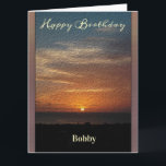 Happy Birthday Men Sunset Tropical Personalize Card<br><div class="desc">This is a beautiful sunset for Happy Birthday Men Personalize Greeting Card for that special man in your life. It has an oil paint effect.
Personalize it for anyone. Denise Bennerson,  photographer</div>