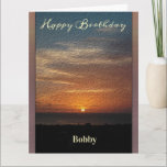 Happy Birthday Men Sunset Tropical Personalize Card<br><div class="desc">This is a beautiful sunset for Happy Birthday Men Personalize Greeting Card for that special man in your life. It has an oil paint effect.
Personalize it for anyone. Denise Bennerson,  photographer</div>