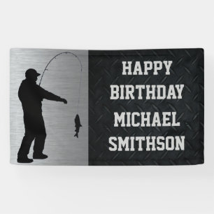 Happy Birthday Men's Fishing Banner