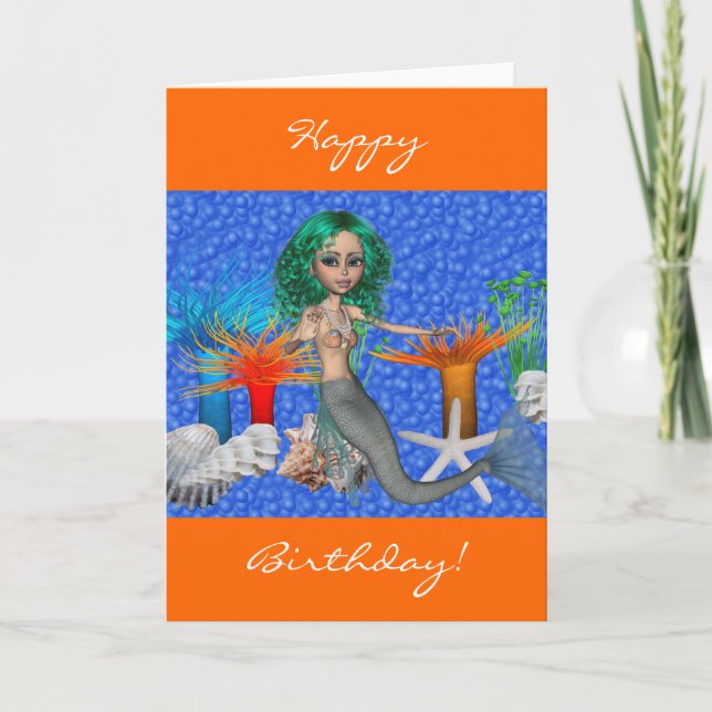 Happy Birthday Mermaid Card (Front)