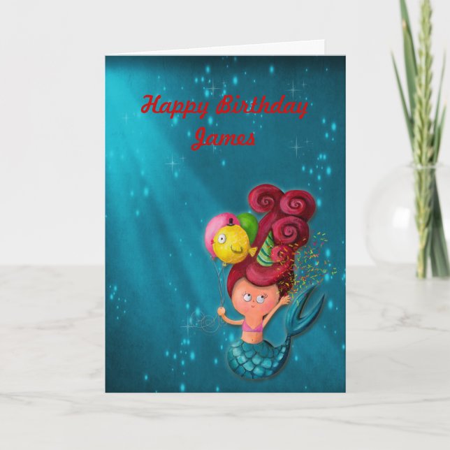 Happy Birthday Mermaid Card (Front)