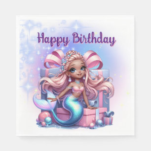 Happy Birthday Mermaid  Napkin