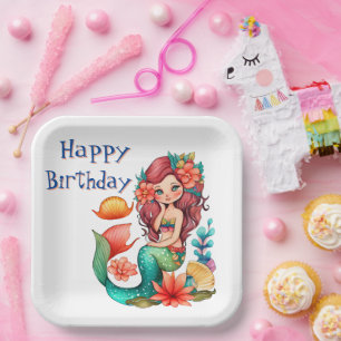 Happy Birthday Mermaid Paper Plate