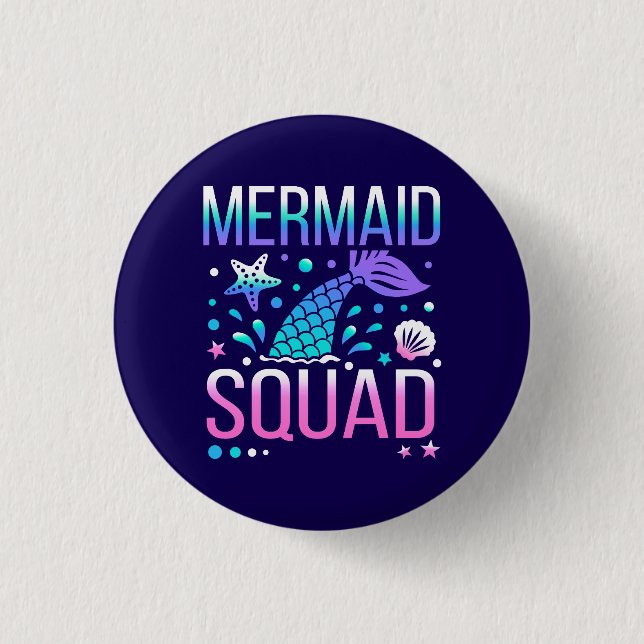 Happy Birthday Mermaid Squad-68296 1 Inch Round Button (Front)