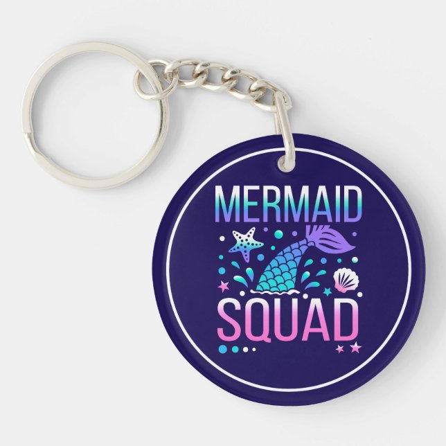 Happy Birthday Mermaid Squad-68296 Keychain (Front)