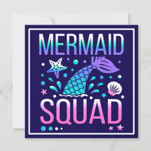 Happy Birthday Mermaid Squad Ocean Party Design Invitation