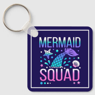 Happy Birthday Mermaid Squad Ocean Party Design Keychain