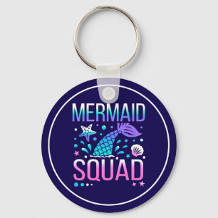 Happy Birthday Mermaid Squad Ocean Party Design Keychain